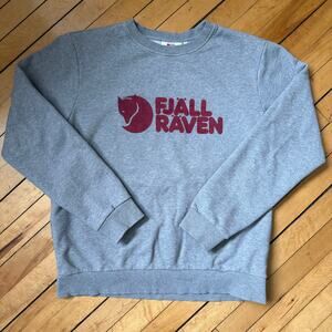 Fjällräven Logo Crewneck Sweatshirt Gray Red Fox Men’s Medium